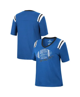 Women's Colosseum Heathered Royal Kentucky Wildcats 15 Min Early Football V-Neck T-shirt