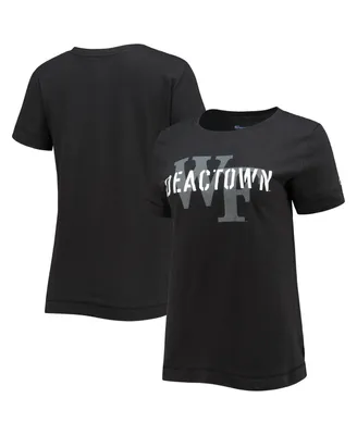 Women's Champion Black Wake Forest Demon Deacons Deactown Wordmark T-shirt