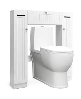 Over The Toilet Storage Cabinet Freestanding Bathroom Shelf Paper Holder 2 Doors