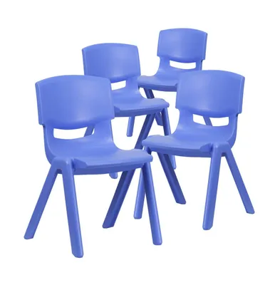 Emma+Oliver 4 Pack Plastic Stack School Chair With 15.5"H Seat, 3Rd-7Th