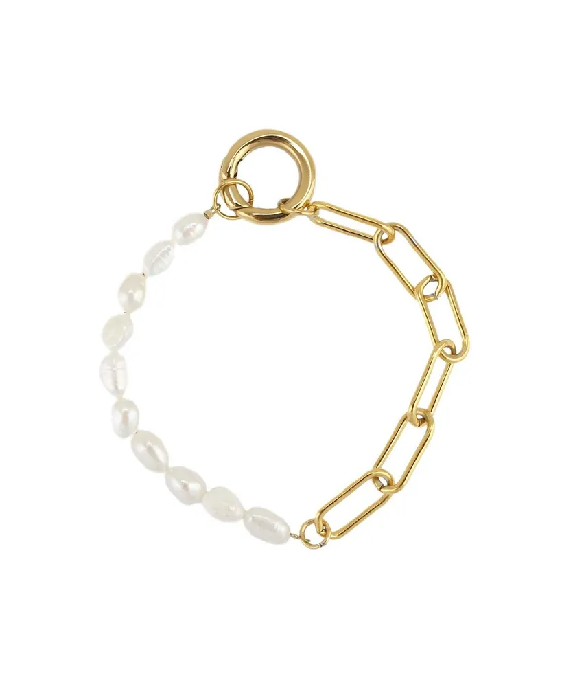 Rebl Jewelry Ronnie Half Chain And Pearl Bracelet