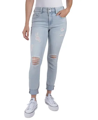 Indigo Rein Juniors' Mid-Rise Destructed Skinny Jeans