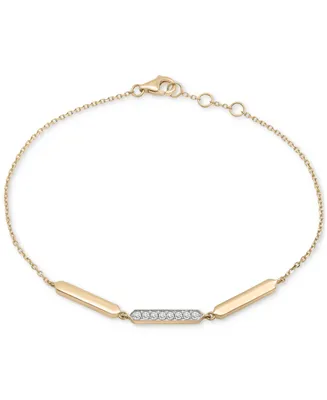 Wrapped Diamond & Polished Bar Bracelet (1/10 ct. t.w.) in 14k Gold, Created for Macy's