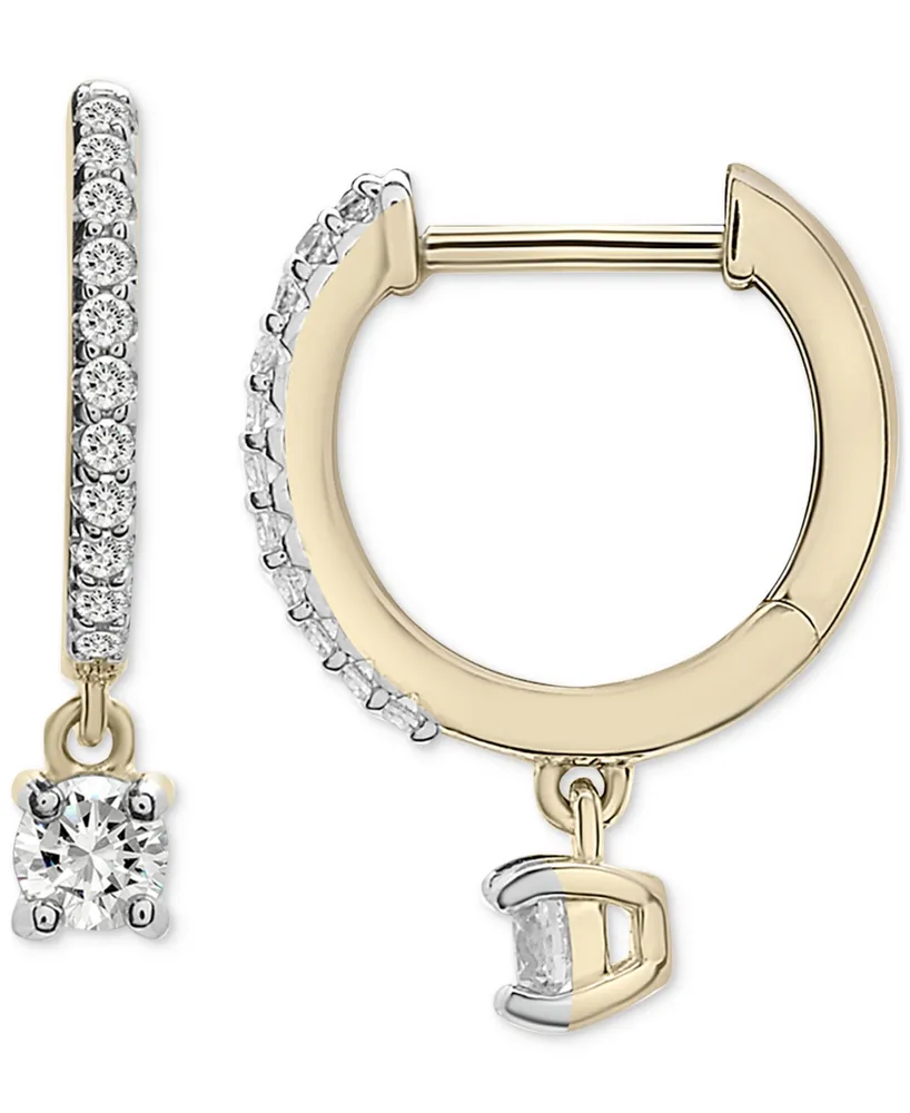 Wrapped Diamond Dangle Hoop Earrings (1/4 ct. t.w.) in 14k Gold, Created for Macy's