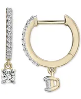 Wrapped Diamond Dangle Hoop Earrings (1/4 ct. t.w.) in 14k Gold, Created for Macy's