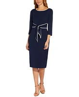 Adrianna Papell Women's Tipped Tie-Front 3/4-Sleeve Dress