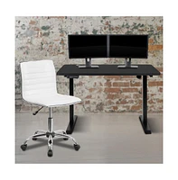 Emma+Oliver 48" Wide Electric Adjustable Standing Desk & Ribbed Office Chair