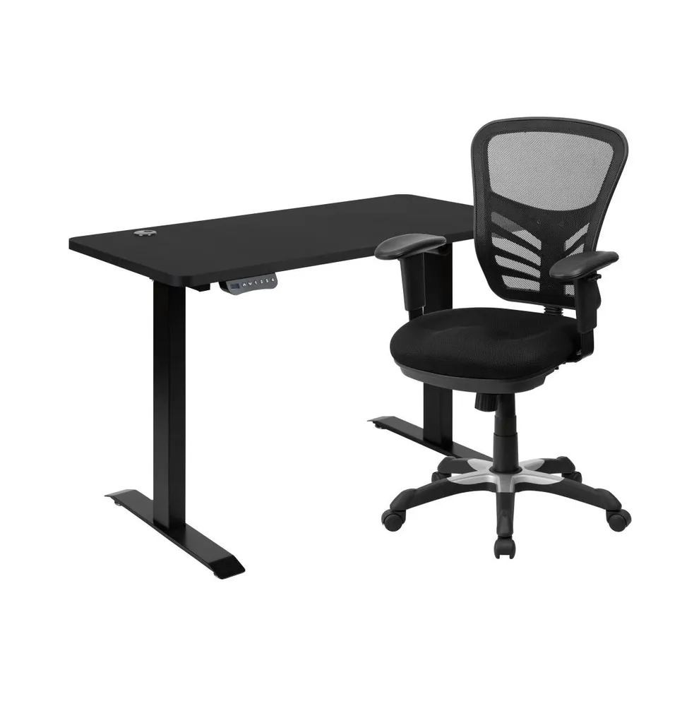 48" Wide Electric Adjustable Standing Desk & Ergonomic Office Chair