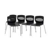 Emma+Oliver Arcana Series Set Of 5 Heavy Duty 770 Lb. Capacity Ergonomic Polypropylene Stack Chair With Lumbar Support And Steel Frame