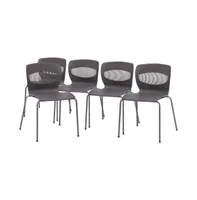 Emma+Oliver Arcana Series Set Of 5 Heavy Duty 770 Lb. Capacity Ergonomic Polypropylene Stack Chair With Lumbar Support And Steel Frame