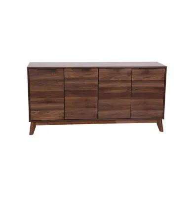 Emma+Oliver Beverly Mid-Century Modern Wooden Buffet With Soft Close Doors, Shelving And Sleek Tapered Legs With Protective Floor Glides