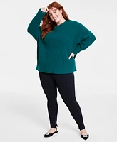 On 34th Plus Dolman-Sleeve Crewneck Sweater, Created for Macy's