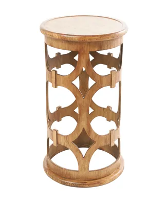 Rosemary Lane 24" Wood Open Frame with Circular Cut-Outs Geometric Accent Table