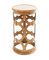 Rosemary Lane 24" Wood Open Frame with Circular Cut-Outs Geometric Accent Table