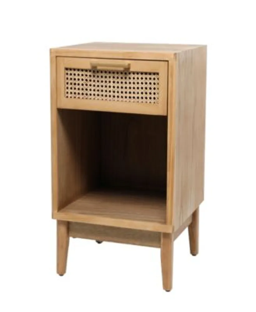 Rosemary Lane Wood 1 Drawer 1 Shelf With Cane Front Drawer Gold Tone Handle Accent Table Collection