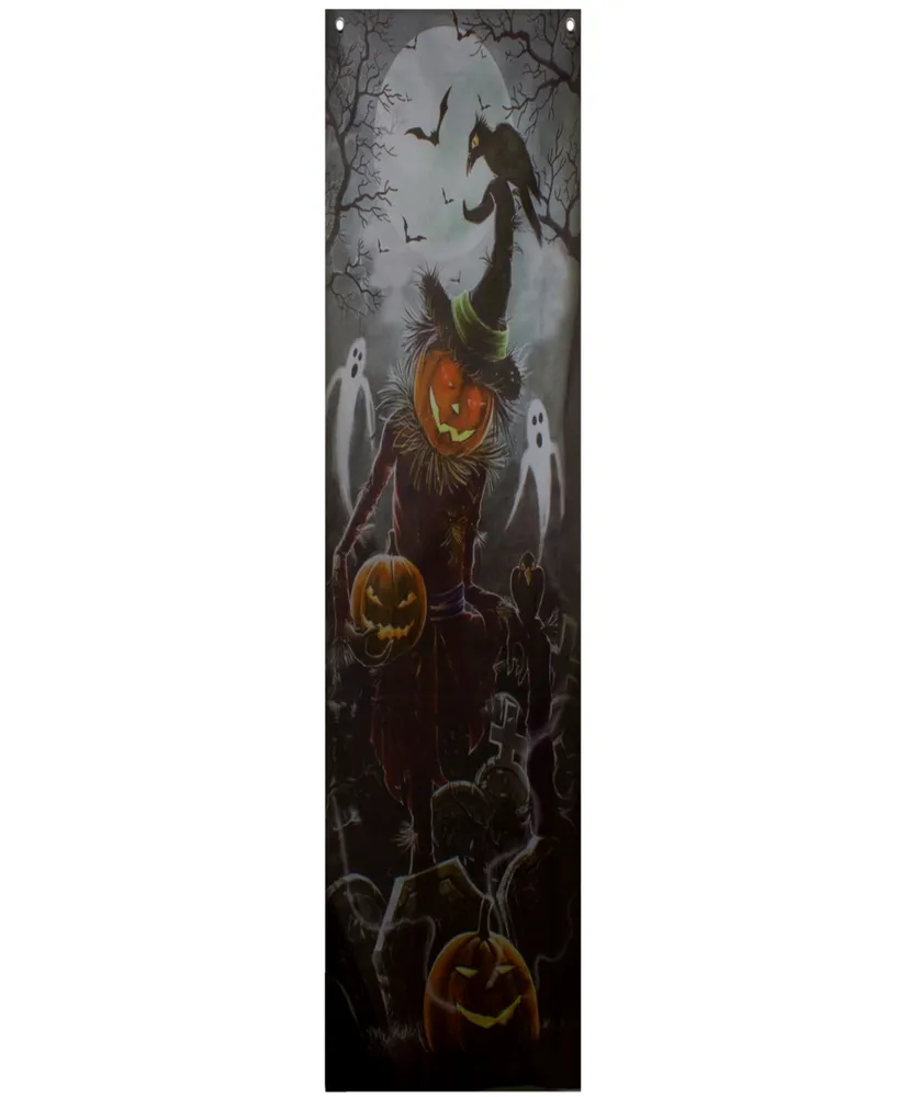 70.75" Scary Jack-o'-Lantern in Graveyard Halloween Door Decoration
