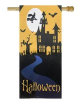 Spooky House Halloween Outdoor House Flag with Bats and Witch, 28" x 40"