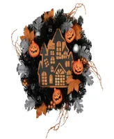 Haunted House Halloween Wreath, 24" Unlit
