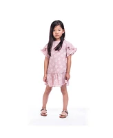 Imoga Collection Big Girls Rainer Camelia Jacquard Woven Dress w/ Ruffled Sleeves