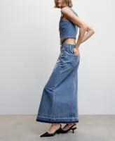 Mango Women's Denim Long Skirt