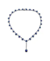 Bling Jewelry Royal Blue Cubic Zirconia Cz Necklace And Earrings Set