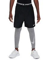 Nike Big Boys Pro Warm Dri-fit Logo-Print Tights