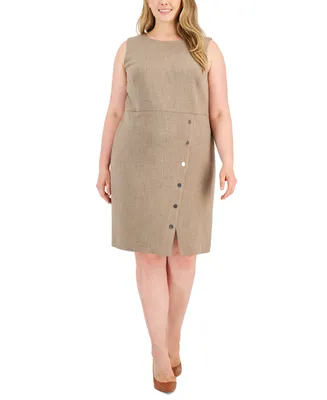 Kasper Plus Size Snap-Trim Sheath Dress