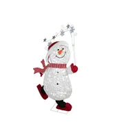 56" Lighted Ice Skating Snowman Outdoor Decoration