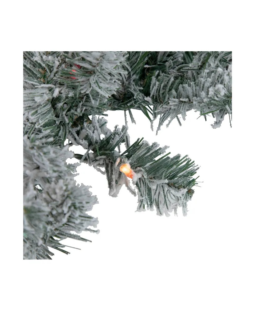 9' x 10" Pre-Lit Flocked Madison Pine Artificial Christmas Garland Multi Lights