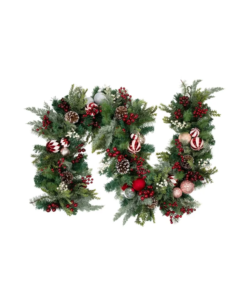 7' Peppermint Decorated Artificial Christmas Garland