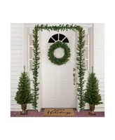 5-Piece 4' Pre-Lit Artificial Wolcott Spruce Christmas Entryway Set