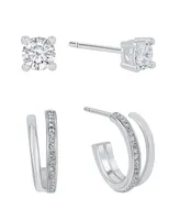 And Now This Crystal Hoop and Cubic Zirconia Stud Earring Set