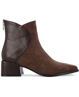 Journee Collection Women's Consuello Two Tone Pointed Toe Block Heel Booties