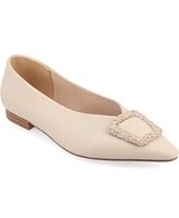 Journee Collection Women's Elowen Tru Comfort Foam Slip On Slim Squared Off Pointed Toe Flats