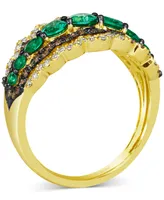 Le Vian Costa Smeralda Emeralds (3/4 ct. t.w.) & Diamond (5/8 ct. t.w.) Scalloped Edge Ring in 14k Gold