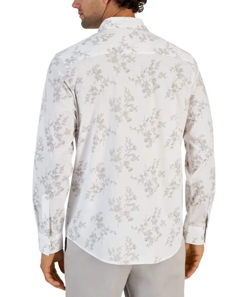 Alfani Men's Dotted Floral Print Long-Sleeve Button-Up Shirt, Created for Macy's