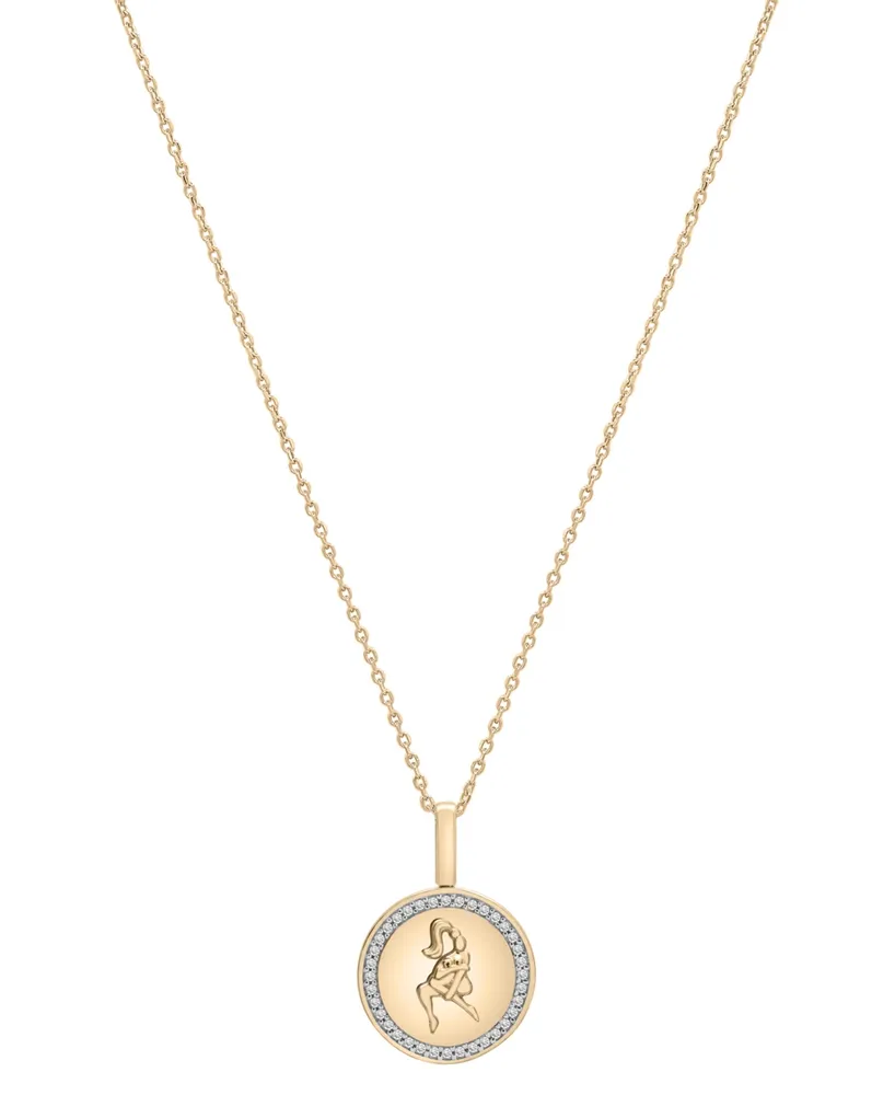 Audrey by Aurate Diamond Aquarius Disc 18" Pendant Necklace (1/10 ct. t.w.) in Gold Vermeil, Created for Macy's