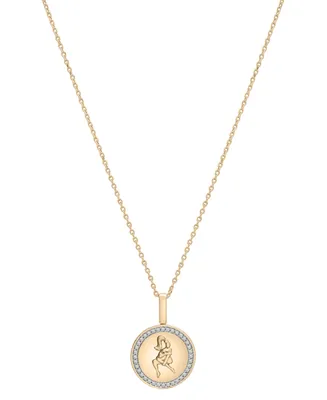 Audrey by Aurate Diamond Aquarius Disc 18" Pendant Necklace (1/10 ct. t.w.) in Gold Vermeil, Created for Macy's