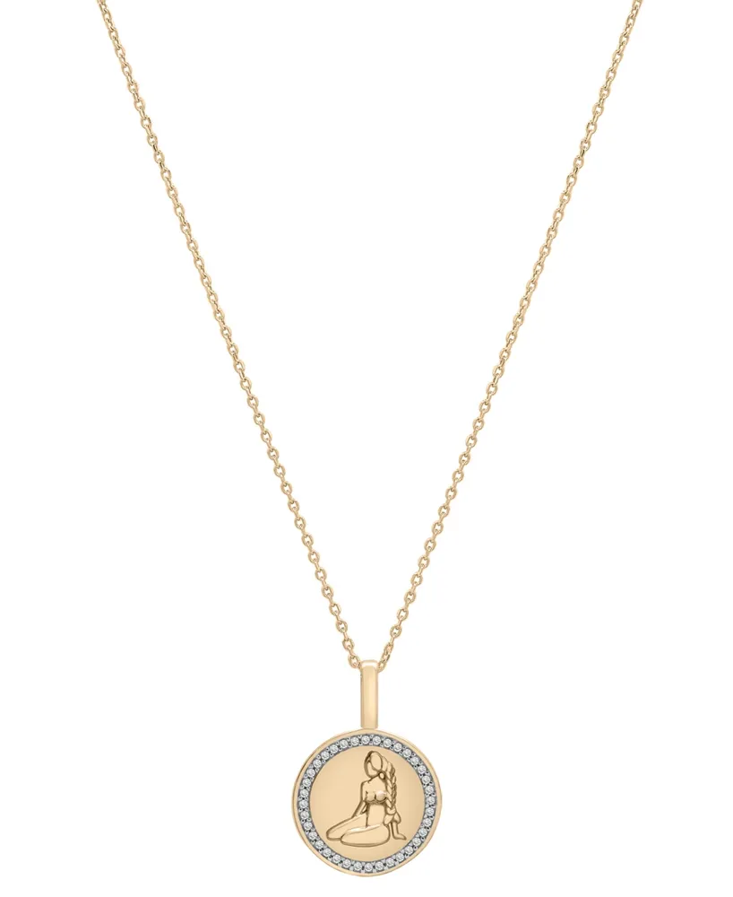 Audrey by Aurate Diamond Pisces Disc 18" Pendant Necklace (1/10 ct. t.w.) in Gold Vermeil, Created for Macy's