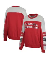 Women's Colosseum Crimson, Heather Gray Alabama Crimson Tide Baby Talk Pullover Sweatshirt