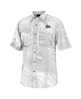 Men's Colosseum White Montana Grizzlies Realtree Aspect Charter Full-Button Fishing Shirt