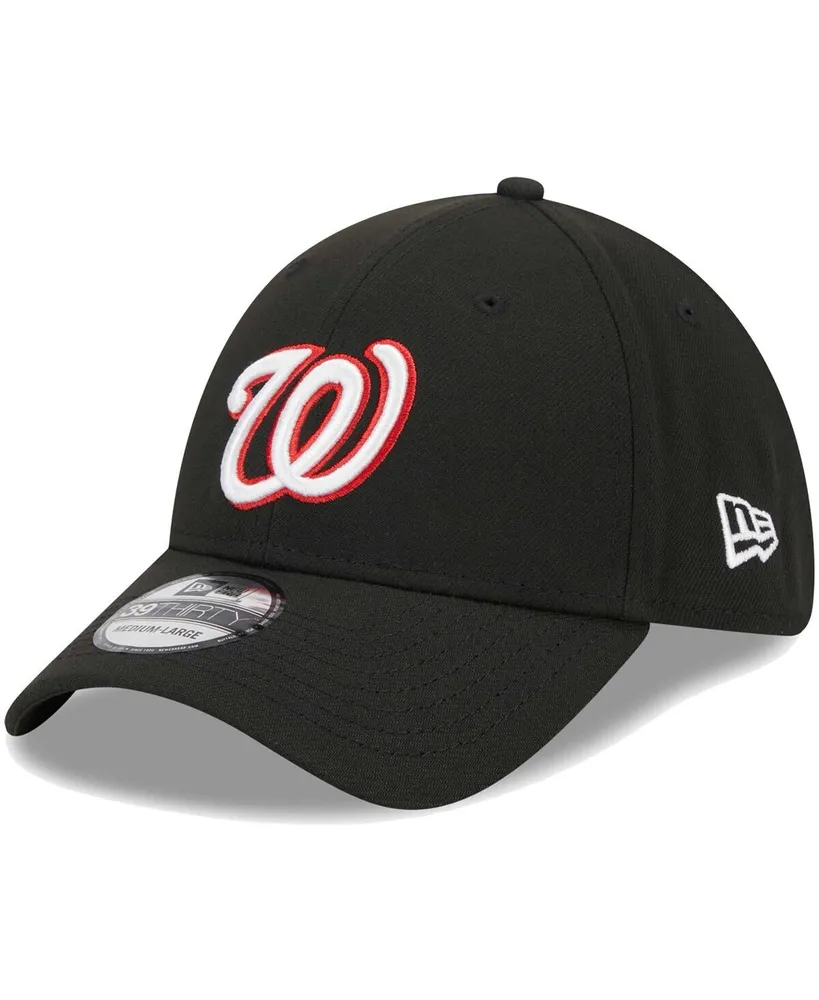 Men's New Era Black Washington Nationals Logo 39THIRTY Flex Hat