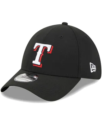 Men's New Era Black Texas Rangers Logo 39THIRTY Flex Hat