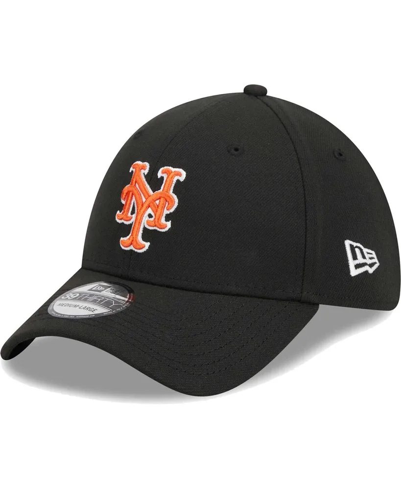 Men's New Era Black York Mets Logo 39THIRTY Flex Hat