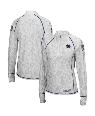 Women's Colosseum White Notre Dame Fighting Irish Oht Military-Inspired Appreciation Officer Arctic Camo Fitted Lightweight 1/4-Zip Jacket