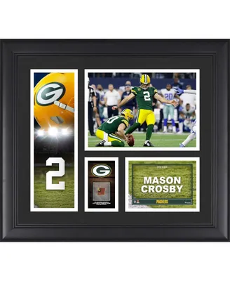 Mason Crosby Green Bay Packers Framed 15" x 17" Player Collage with a Piece of Game-Used Football