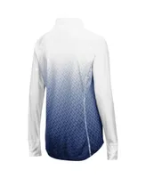 Women's Colosseum White, Navy Notre Dame Fighting Irish Magic Ombre Lightweight Fitted Quarter-Zip Long Sleeve Top