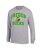 Men's Champion Heather Gray Oregon Ducks High Motor Long Sleeve T-shirt