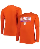 Men's Orange Clemson Tigers Big and Tall Two-Hit Raglan Long Sleeve T-shirt