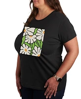 Hybrid Apparel Trendy Plus Daisy Flower Graphic T-shirt